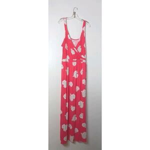 Old Navy Pink Floral Faux Wrap Maxi Dress Size XL Sleeveless Stretch 67" L NEW
